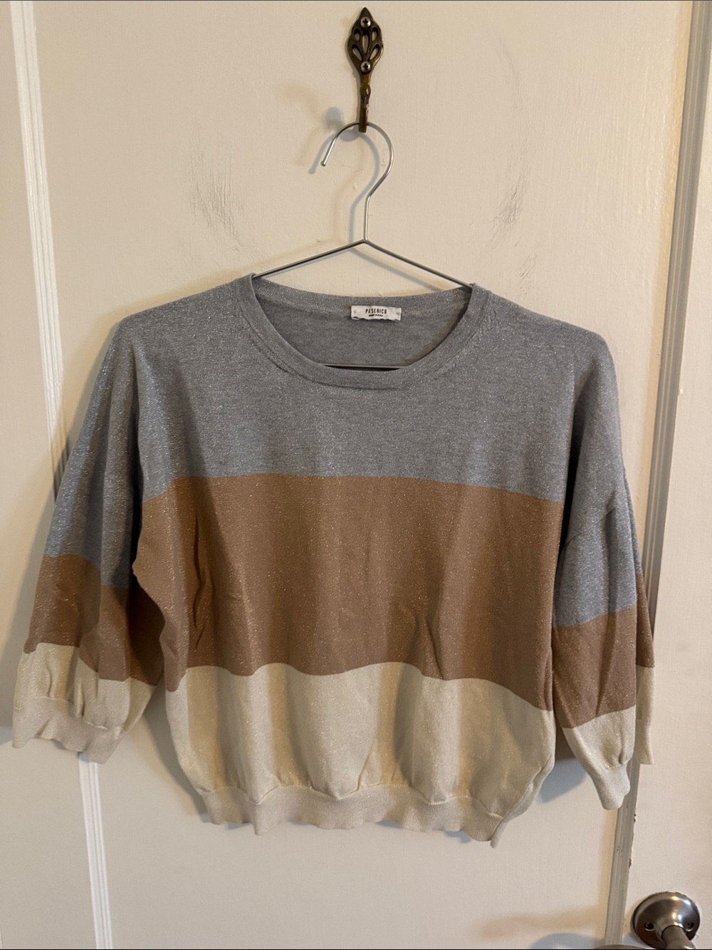 Peserico Striped Shimmer Shimmer Sweater Italy Sz 40 US 4